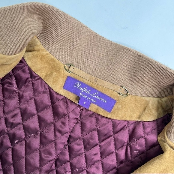 RALPH LAUREN Purple Label Wescott 100% Lamb Suede Camel Brown Bomber Soft Jacket - Picture 4 of 17